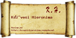 Kövesi Hieronima névjegykártya
